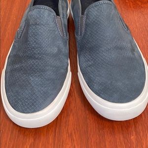 Tory Burch Suede textured blue slip on sneakers